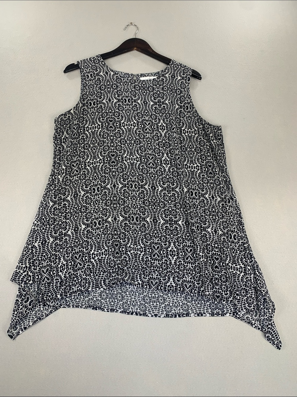 Fever Black & White Geometric Print Tank Top